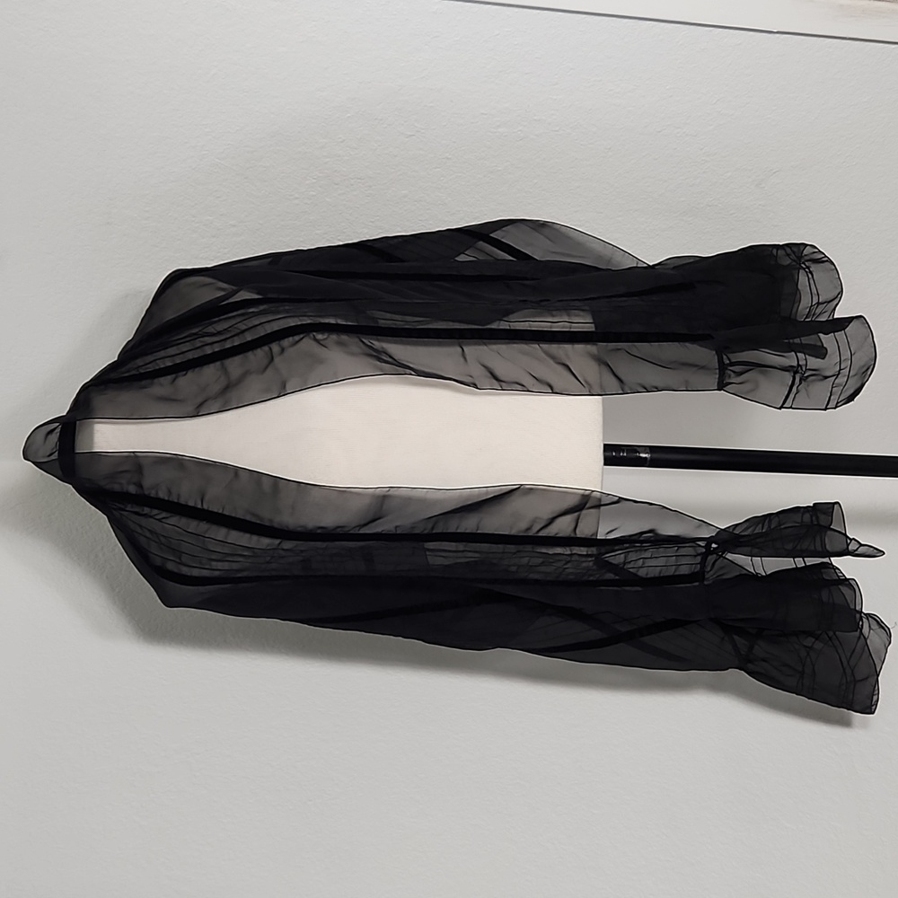 Cejon Black Sheer Scarf/Wrap Lined and Slightly Ruffled.